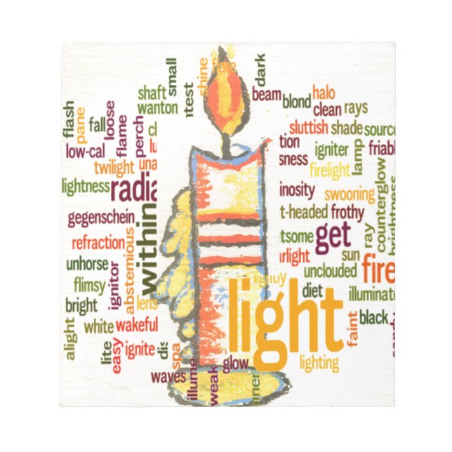 Candle Flame Word Cloud Art Print Notepad (Front)