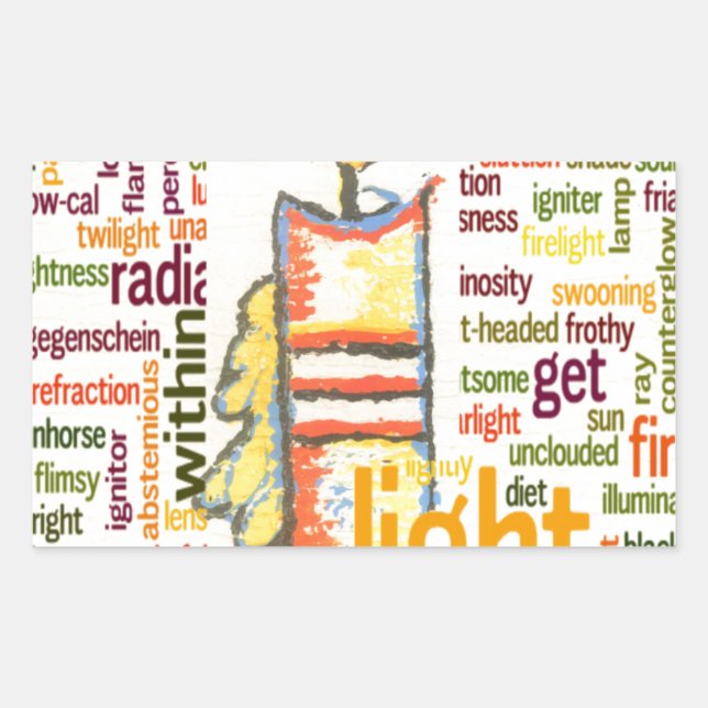 Candle Flame Word Cloud Art Print Rectangular Sticker (Front)