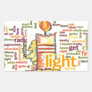 Candle Flame Word Cloud Art Print Rectangular Sticker