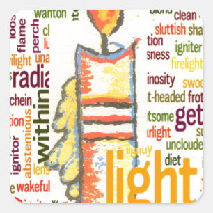 Candle Flame Word Cloud Art Print Square Sticker