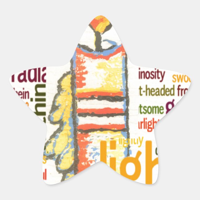 Candle Flame Word Cloud Art Print Star Sticker (Front)