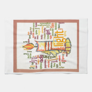 Candle Flame Word Cloud Art Print Tea Towel