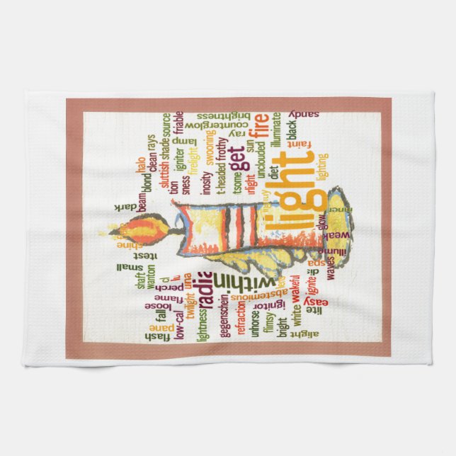 Candle Flame Word Cloud Art Print Tea Towel (Horizontal)