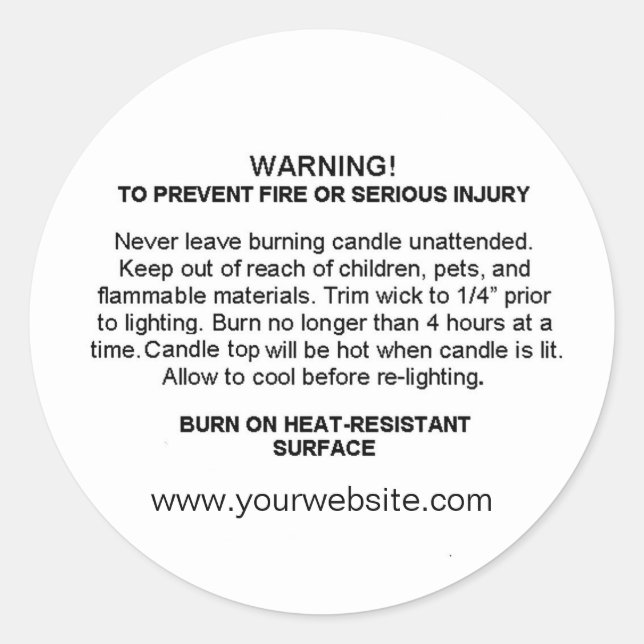 Candle Hazard Warning Label (Front)
