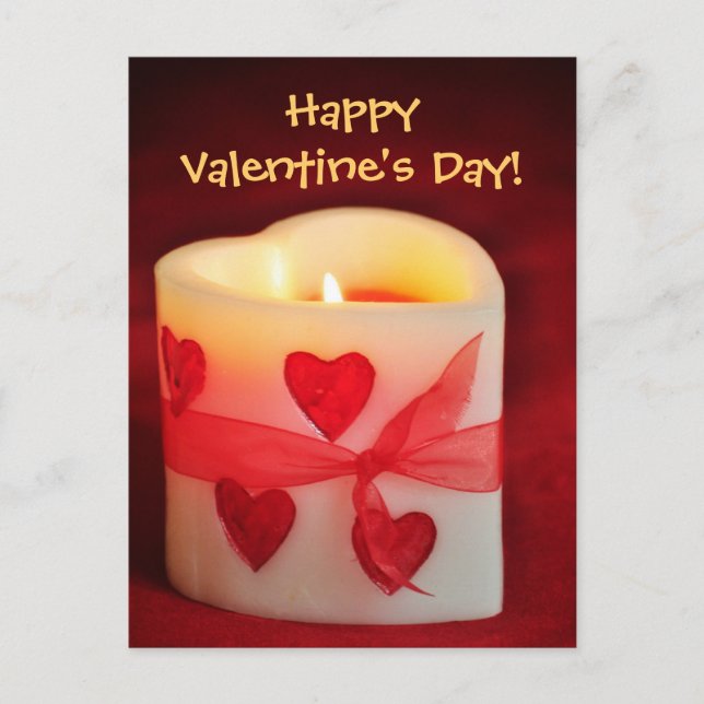 Candle Heart Valentines Day Postcard (Front)