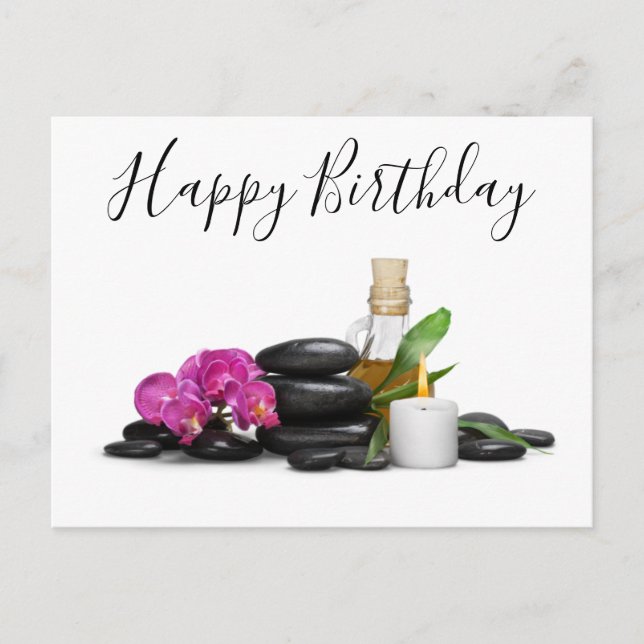 Candle Hot stone Orchid Flower from Spa Postcard (Front)