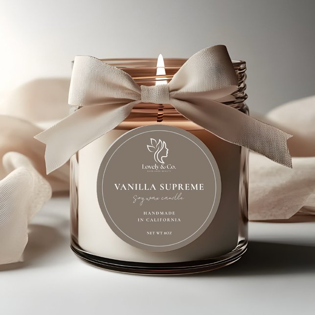 Candle Jar Label Minimalist Neutral Beige Beauty  (Creator Uploaded)
