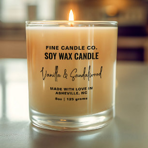 Candle Label Elegant Modern Minimalist Black White