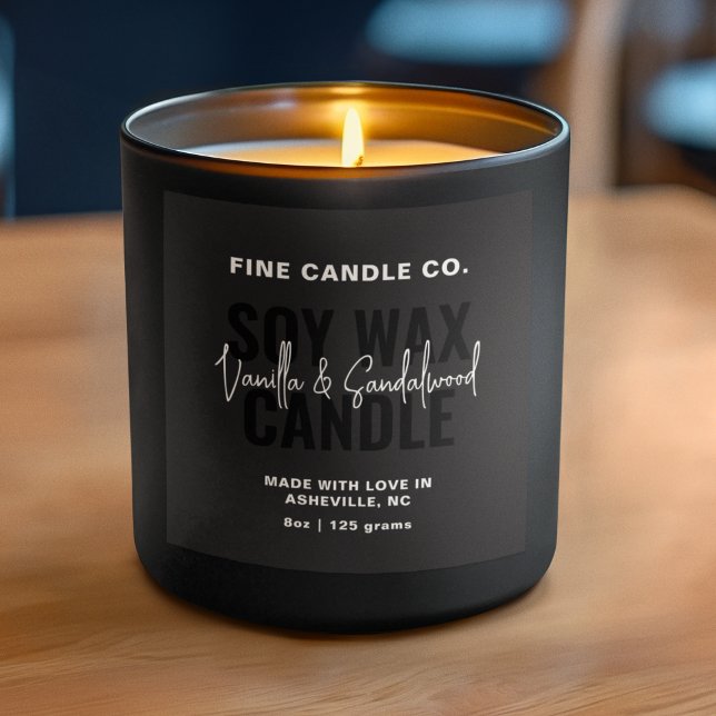 Candle Label Elegant Modern Minimalist Black White (Creator Uploaded)