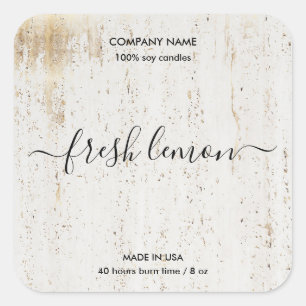 Candle label modern minimal white marble gold jar