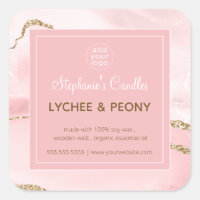 Candle Label | Pink  Marble & Gold Glitter 