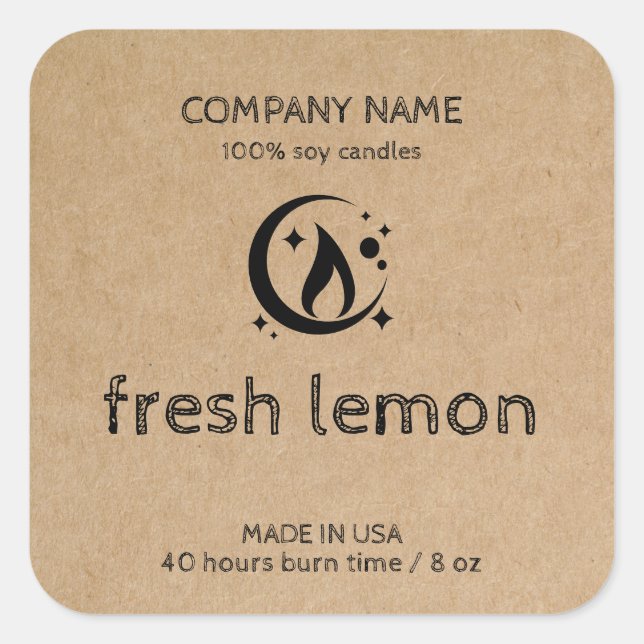 Candle label product label craft paper jar label (Front)