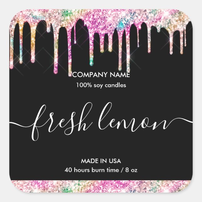 Candle label product label holograph drip jar  (Front)