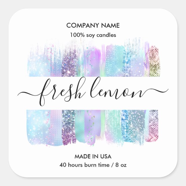 Candle label product label holographic jar label (Front)