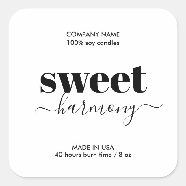 Candle label product label Modern Minimalist (Front)