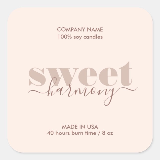 Candle label product label Modern Minimalist (Front)