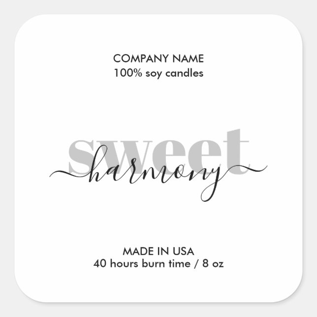 Candle label product label Modern Minimalist (Front)