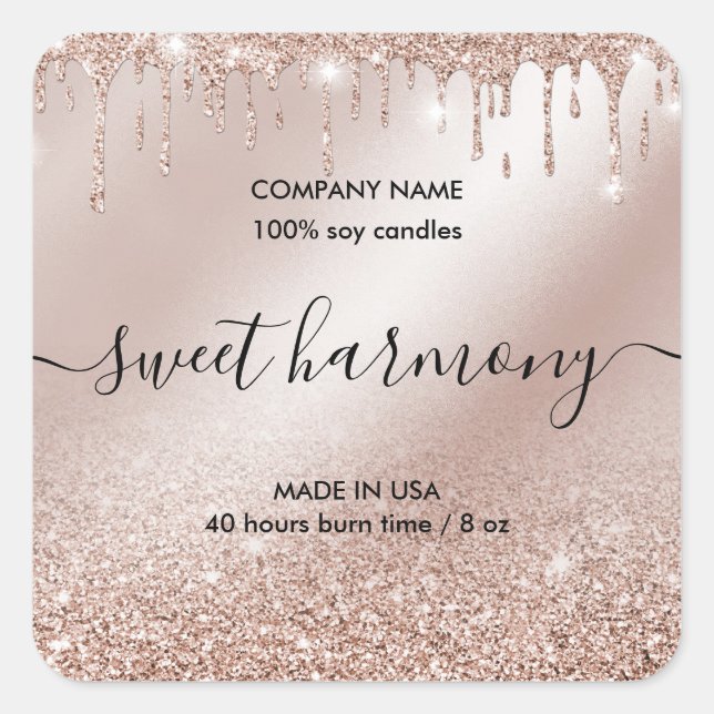 Candle label product label rose gold  jar label (Front)