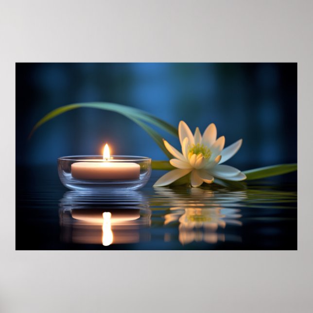 Candle Light Flowers Tranquil Peaceful  Poster (Front)
