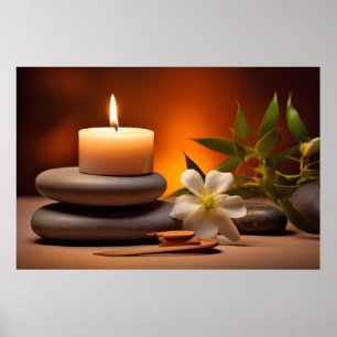 Candle Light Flowers Tranquil Peaceful  Poster