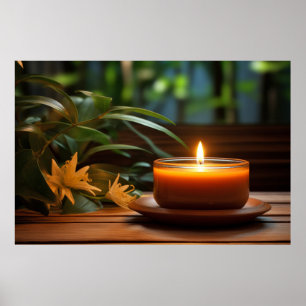 Candle Light Flowers Tranquil Peaceful Poster