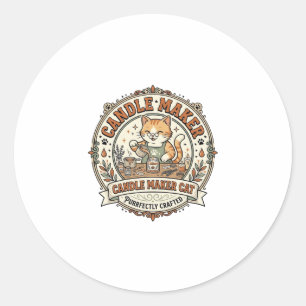 Candle Maker Cat Candle Maker Cat Vintage Vector A Classic Round Sticker