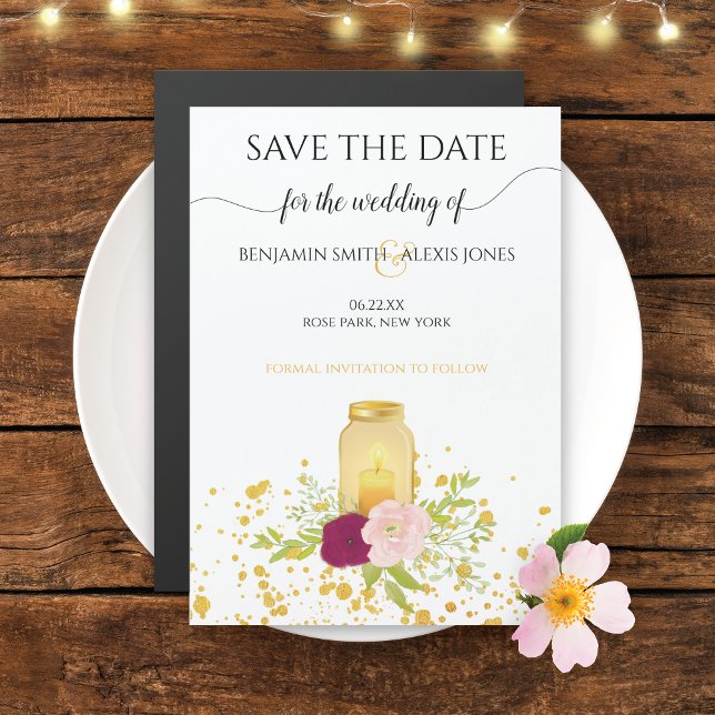 Candle Mason Jar Wedding Save the Date Magnetic Invitation (Creator Uploaded)
