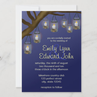 Candle Mason Jars Wedding Invitation