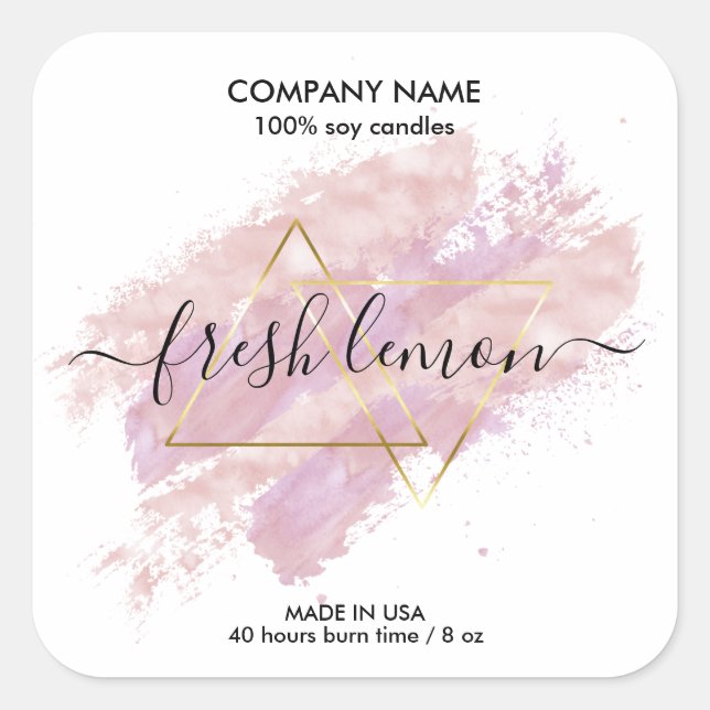 Candle modern abstract  product label handmade  (Front)