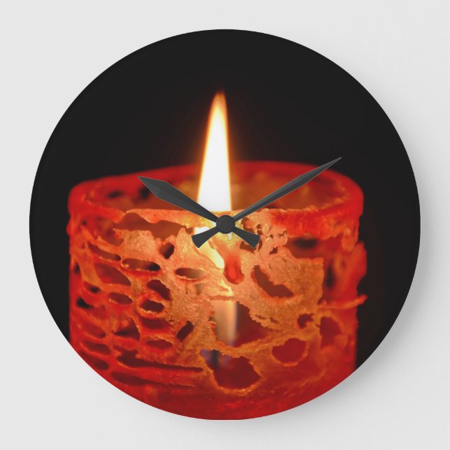 Candle on a black background large clock (Front)