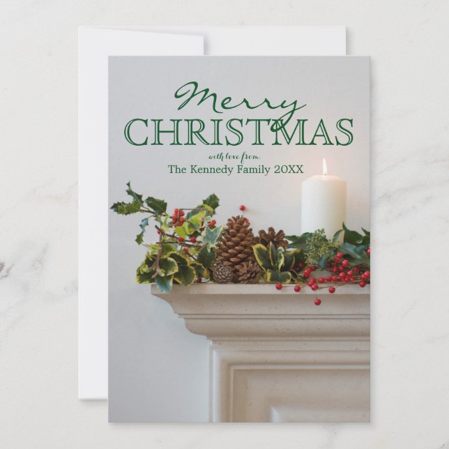 Candle on a mantel holiday card (Front)