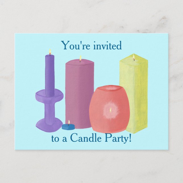 Candle Party Invitations Candles on Postcards (Front)