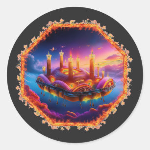  Candle Powered Space Vehicle In A Chaotic Sky Classic Round Sticker