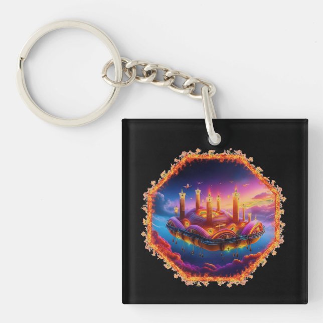  Candle Powered Space Vehicle In A Chaotic Sky Key Ring (Front)