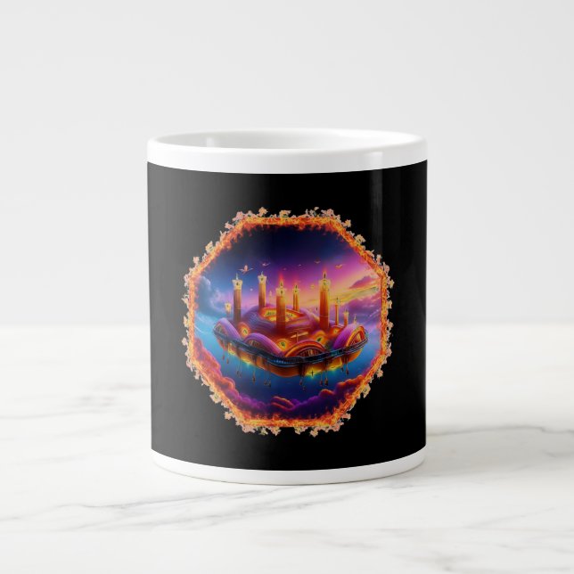  Candle Powered Space Vehicle In A Chaotic Sky Large Coffee Mug (Front)