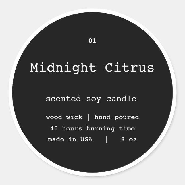 Candle Product Label Design (Front)
