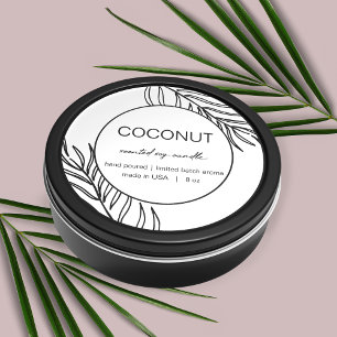 Candle Product Label Design Leaves Pattern