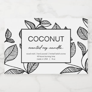 Candle Product Label Design Leaves Pattern