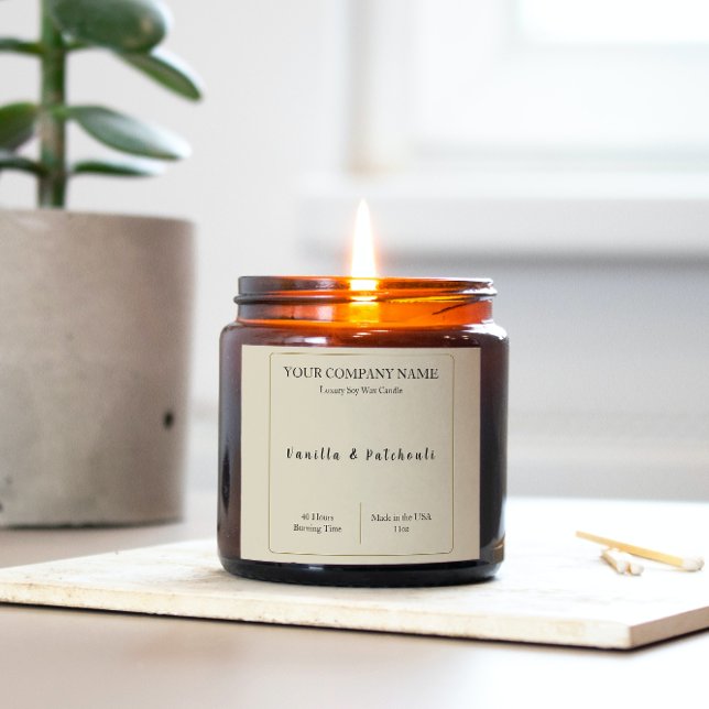 Candle Product Label Square Stickers Beige (Creator Uploaded)
