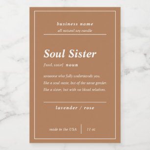 Candle Product Soul Sister Personalised Label 