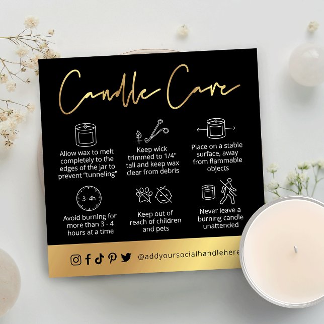 Candle Safety Guide Black & Gold Script Logo Card (Creator Uploaded)