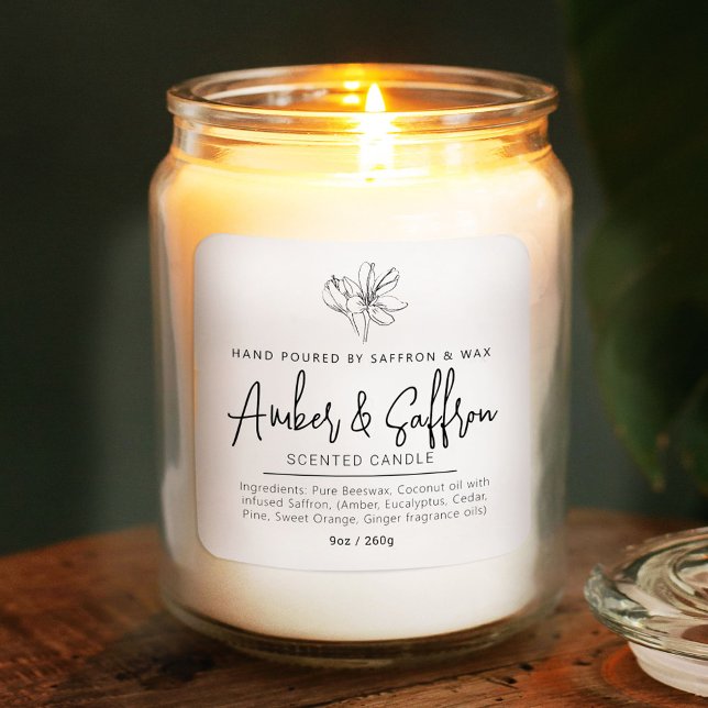 Candle saffron and amber simple ingredient square sticker (Creator Uploaded)