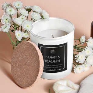 Candle Simple Minimalist Black & White Add Logo Square Sticker