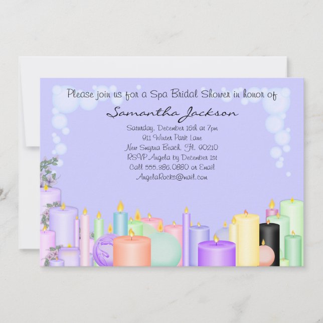 Candle Spa Bride Bridal Shower Invite (Front)