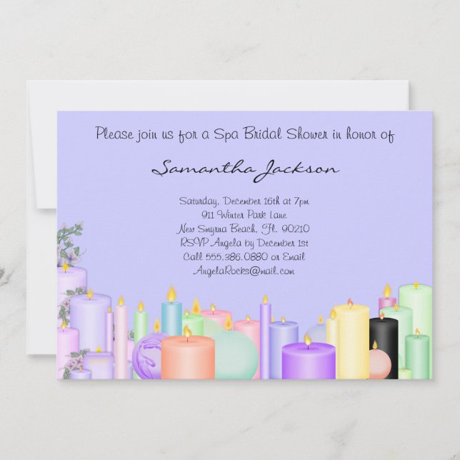 Candle Spa Bride Bridal Shower Invite (Front)