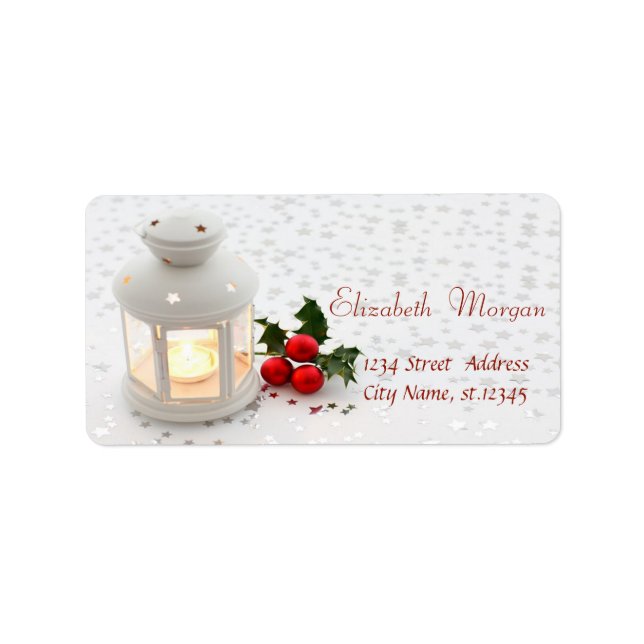 Candle, Stars Holiday Label (Front)