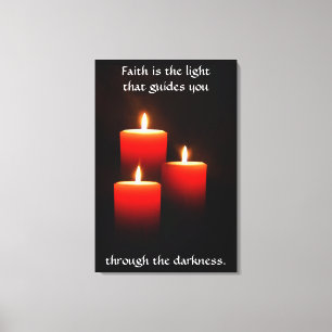 Candle Trio With Verse on Black Canvas Print