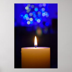 Candle Under Blue Light Poster