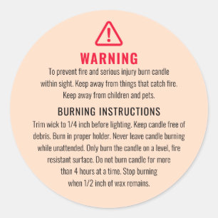 Candle Warning and Burning Instructions Label