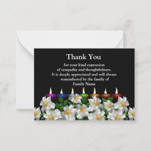 Candle White Flower After Funeral Thank You Cards